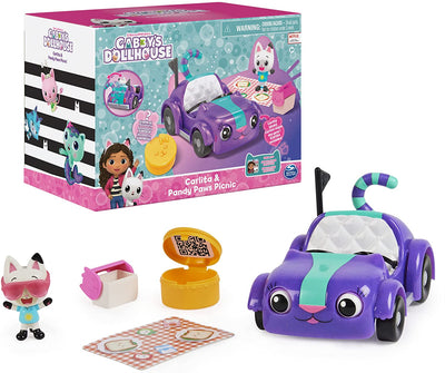 Gabby's Dollhouse -  Carlita Toy Car with Pandy Paws Collectible Figure and 2 Accessories
