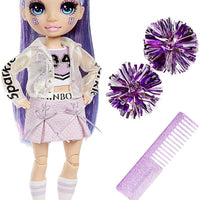RAINBOW HIGH -  CHEER Violet Willow - Purple Fashion Doll with Pom Poms, Cheerleader Doll