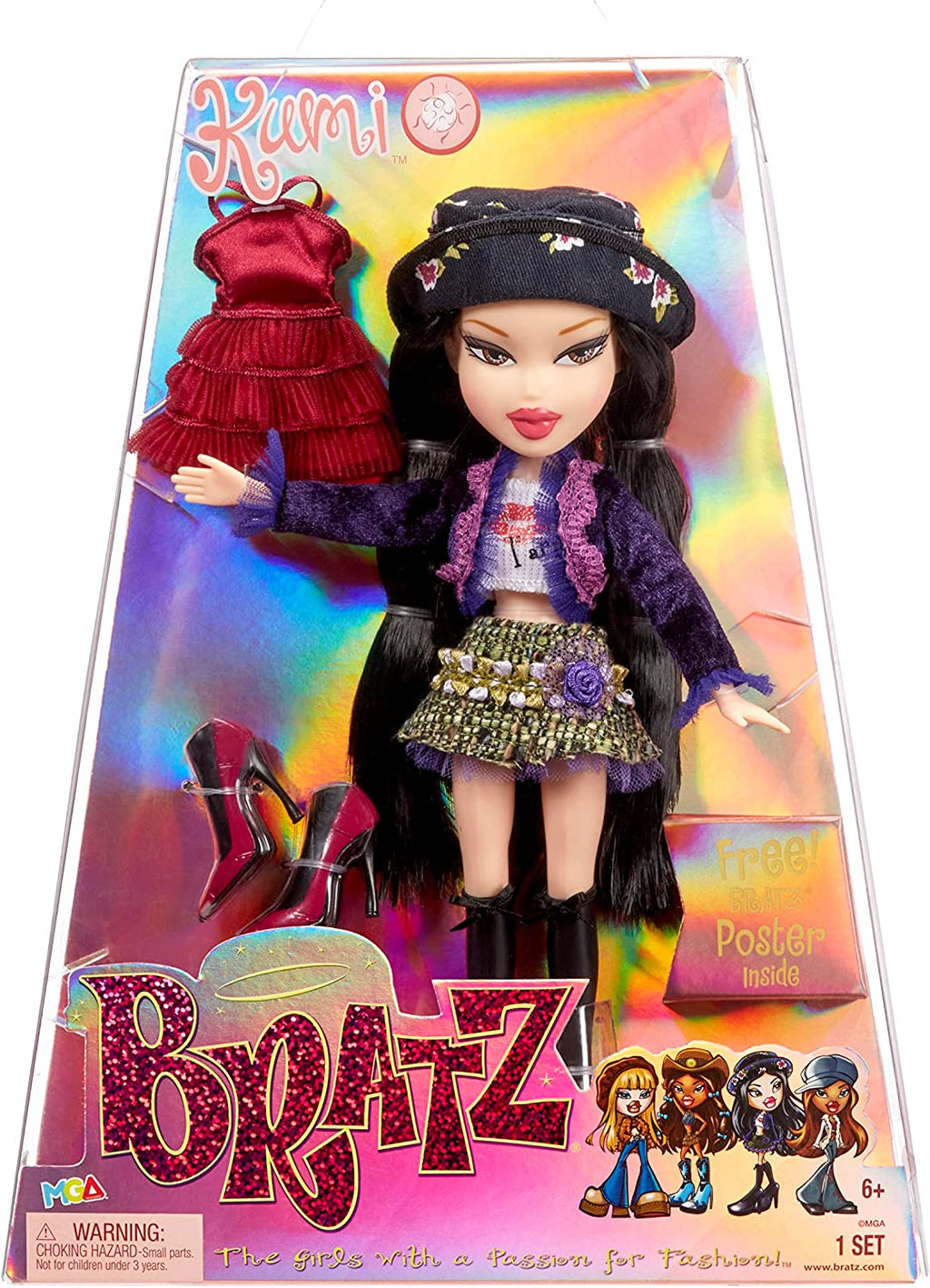 Bratz Dolls - Series 2 Reproduction 2022 Doll - OOH LA LA KUMI Fashion doll with 2 outfits