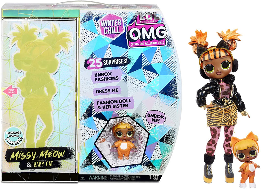 L.O.L LOL Surprise - OMG Winter Chill - MISSY MEOW fashion doll & Baby Cat Doll with 25+ surprises