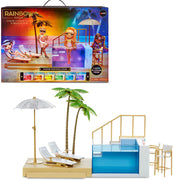 RAINBOW HIGH -  High Color Change Pool & Beach Playset : 7-in-1 Light-Up-Multicolor Changing Pool, Adjustable Umbrella, and Pool Accessories. Fits 7 Fashion Dolls