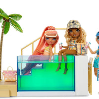 RAINBOW HIGH -  High Color Change Pool & Beach Playset : 7-in-1 Light-Up-Multicolor Changing Pool, Adjustable Umbrella, and Pool Accessories. Fits 7 Fashion Dolls