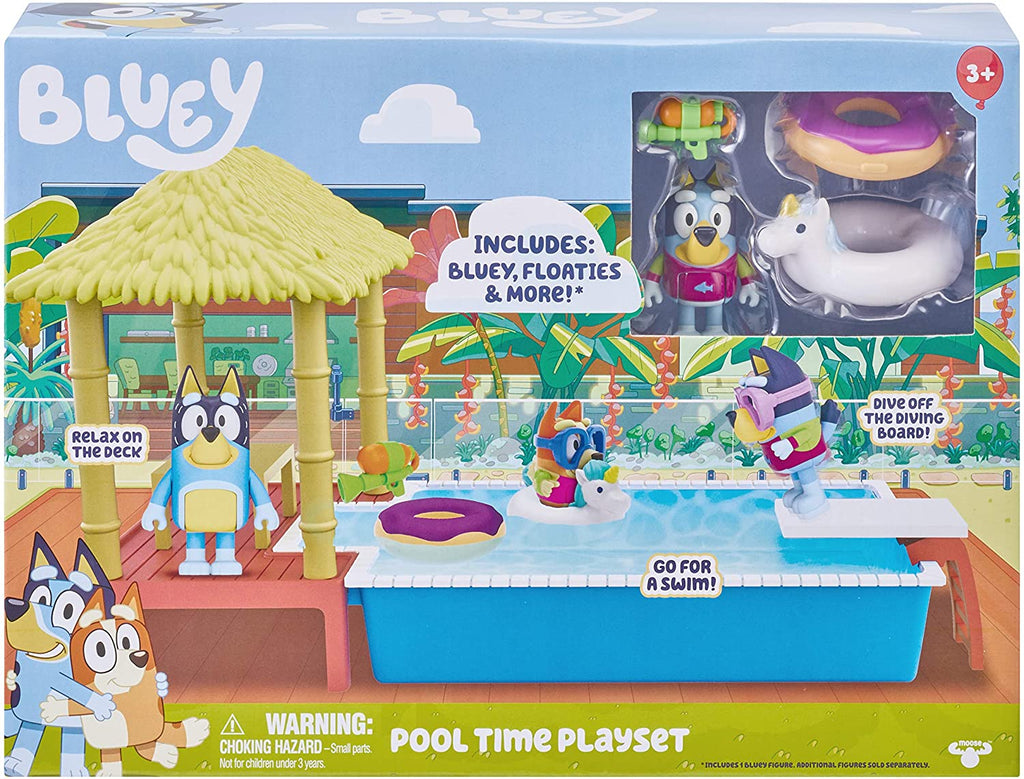 BLUEY - Pool Time Playset and Bluey figure + Accessories - on clearance