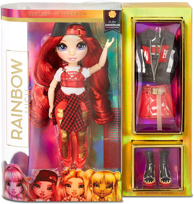 RAINBOW HIGH - Ruby Anderson - Red Fashion Doll with 2 outfits