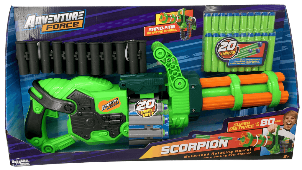 DART ZONE - ADVENTURE FORCE - Scorpion Rotating Barrel Auto Gatling Dart Blaster
