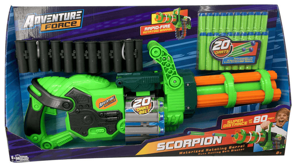 DART ZONE - ADVENTURE FORCE - Scorpion Rotating Barrel Auto Gatling Dart Blaster  - ( nerf rival )