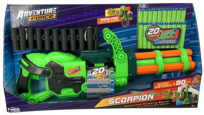 DART ZONE - ADVENTURE FORCE - Scorpion Rotating Barrel Auto Gatling Dart Blaster  - ( nerf rival )